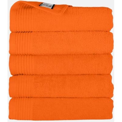 The One Towelling Badhanddoek - 70x140 cm - 5 stuks - Hotelkwaliteit - 450 g/m² - 100% Gekamd katoen - Oranje