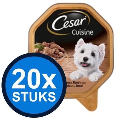 20x Cesar Cuisine - Kalkoen & Rund - Hondenvoer - 150g