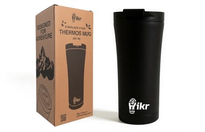 Hikr Thermosbeker to go 500ml – 18/8 RVS Koffiebeker – Reisbeker voor koffie en thee – Lekvrij & vacuüm – Zwart