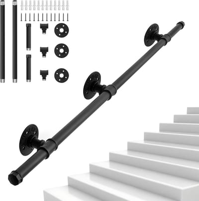 Zwarte Wandleuning Smeedijzer voor Binnen en Buiten - Diameter 25 mm Trapleuning