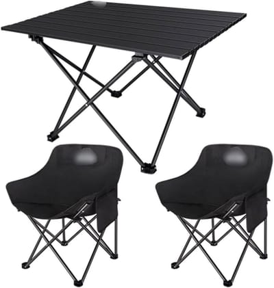 Camping Tafel Stoel Set - Picknicktafel Opvouwbaar - Outdoor Avonturen - Koolstofstaallegering - 69x46x42cm - Wit