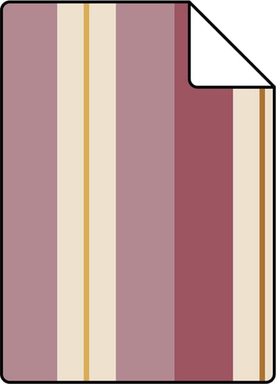 Proefstaal ESTAhome behang strepen bruin, paars en geel - 26.5 x 21 cm - 132037-S