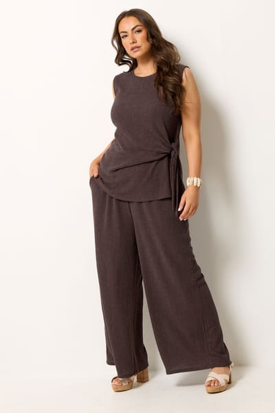 Yours Chocoladebruin Hemdje Met Zijknoop Size 48