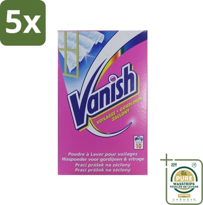 5 x Vanish Gordijnen - Waspoeder - Voor Gordijnen & Vitrage - 10 Wasbeurten - Grootverpakking - Gordijnen Reinigen - Vitrage Reinigen - Waspoeder Voor Gordijnen - Stof Verwijderen - Vlekken Verwijderen