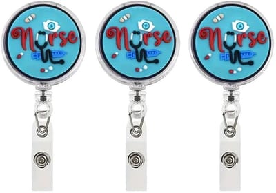 Mj Joys® - Badgehouder met trekkoord - 3-delige Set - Nurse ontwerp - Uitschuifbare Badgehouders met Clip - Badgehouder met afrolmechanisme - Badge Houder - Badge - Badge houder verpleegkundige