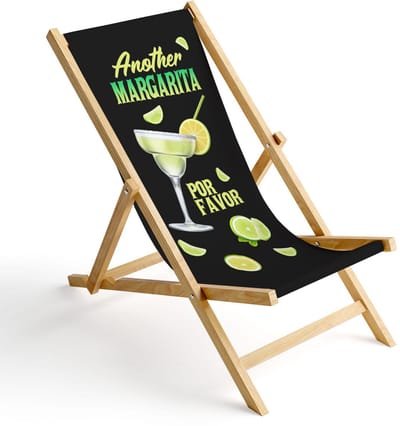 FEROCITY - Opklapbare ligstoel - Houten - strandstoel met afneembare hoes - 120 x 58 x 45 cm - Birke - Margarita