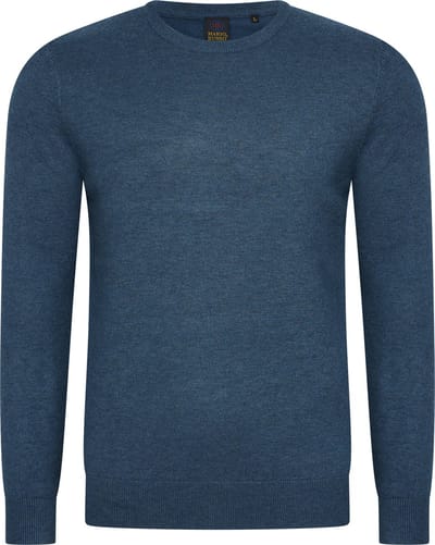 Mario Russo Ronde Hals Pullover - Trui Heren - Sweater Heren - Jeans Blauw - 3XL