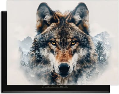 KitchenArt - Majestic Wolf - Inductie Beschermer - 78x52 cm - Kookplaat Beschermer - Luxe Afdekplaat Inductieplaat - Anti-slip & Oprolbaar - Beschermmat Inductiekookplaat