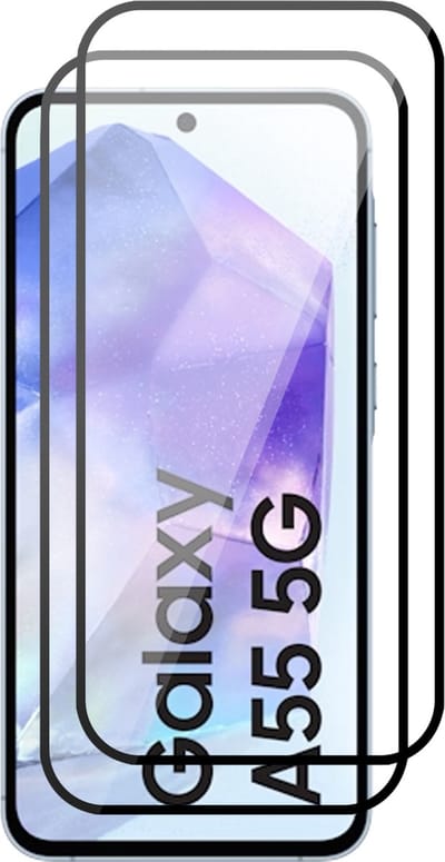 Screenprotector geschikt voor Samsung Galaxy A55 - 2x Volledig Dekkend Glas Screen Protector