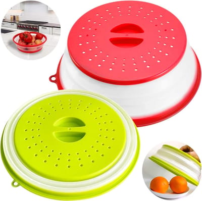 Vouwbare Magnetron Deksel Set van 2 - Ideaal voor Magnetron, Voedselbescherming en Stoomreductie