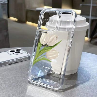 Zachte TPU Bloemen Telefoonhoesje Voor iPhone 11 Hoesjes iPhone 13 12 14 15 Pro Max X XR Xs 7 8 Plus SE 15promax Schokbestendig Funda Covers For iPhone 13 Pro white