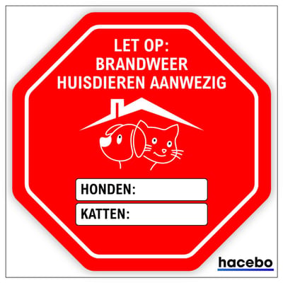 Honden & Katten Noodsticker – Brandweer Huisdieren Aanwezig –red mijn huisdier sticker - 10 x 10 CM