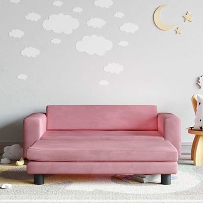vidaXL - Kinderbank - met - voetensteun - 100x50x30 - cm - fluweel - roze