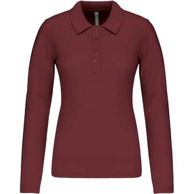 Kariban Piqué-damespolo lange mouwen K257 - Wine - L