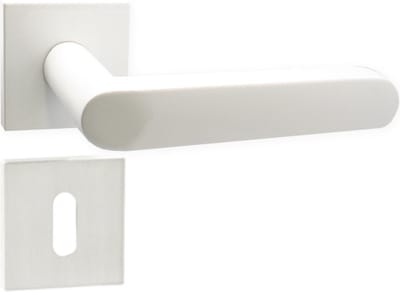 Domino® Deurkrukgarnituur DENVER-QR slim - Wit - BB- gladde sleutel met Vierkant Rozette - Deurbeslag van aluminium - Deurklink voor kamerdeur, kantoordeur, kelderdeur en binnendeur