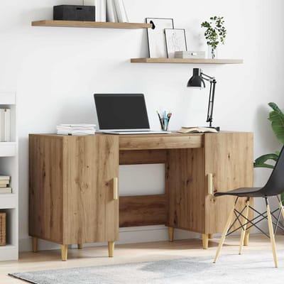 vidaXL - Bureau - Artisan - Eiken - Bewerkt - hout - 140 - x - 50 - x - 75 - cm