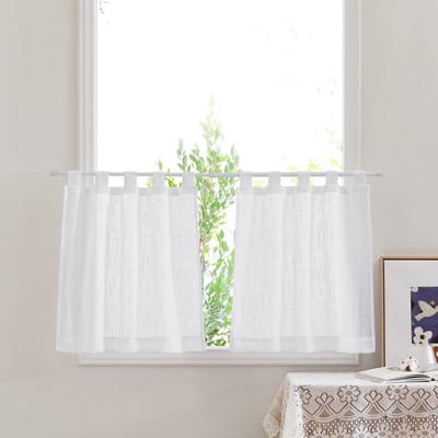 Dailygoods- Keukengordijnen Kort - Semi-transparant - Raamdecoratie - 60 x 45 cm - 2 Stuks - Romantisch Kruismotief - Voile Gordijnen