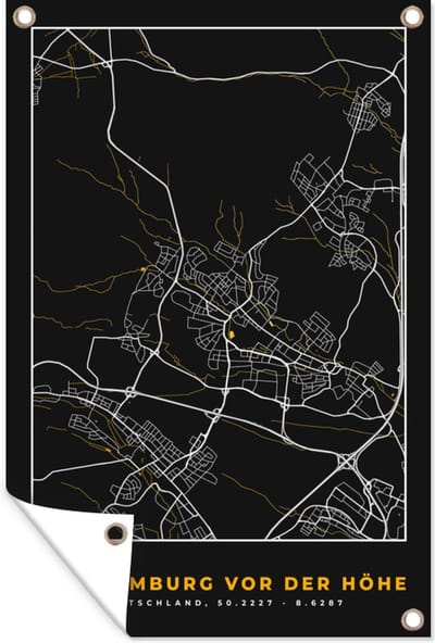 Muurdecoratie Stadskaart – Kaart – Bad Homburg vor der Höhe – Gold – Duitsland – Plattegrond - 120x180 cm - Tuinposter - Tuindoek