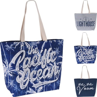 Strandtas - Campingtas - Zwemtas - Gestreept - Blauw Wit Strandtas Polyester