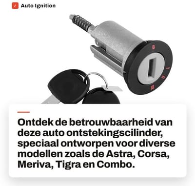 Ontsteking Cilinder - Inclusief 2 Sleutels - Geschikt voor ASTRA/CORSA/MERIVA/TIGRA/COMBO - Schokbestendig - Eenvoudig te Installeren - Hoogwaardige Kwaliteit - Ontstekingsslot