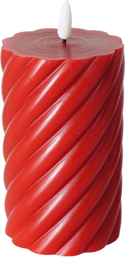 Boltze LED kaars gedraaid rood 12,5 cm