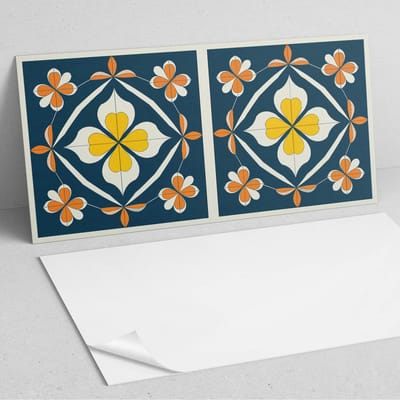 Coloray Wandpanelen Zelfklevend - Bloemenpatroon met symmetrie PVC Wandpaneel - 100 cm x 50 cm - Marine Wandbekleding Zelfklevend - 1 stuk - Mozaïeken Wandpanelen Zelfklevend - Wandpanelen Keuken - Wandpaneel Badkamer