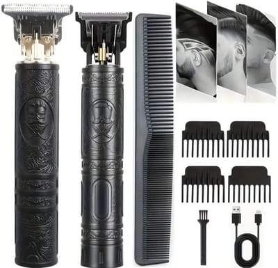 Professionele Haar- en Baardtrimmer Set voor Mannen – Draadloos & Oplaadbaar – Elektrische Trimmer met 4 Opzetkammen