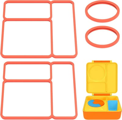 4 Stuks Silicone Seal Vervanging, Perfecte Pasvorm Deksel Seal Gasket Geschikt voor OmieBox, Lekvrij en Voedselveilige Onderdelen en Accessoires voor Bento Box (Oranje)