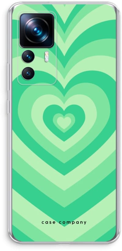 Case Company® - Hoesje geschikt voor Xiaomi 12T hoesje - Hart Groen - Soft Cover Telefoonhoesje - Bescherming aan alle Kanten en Schermrand