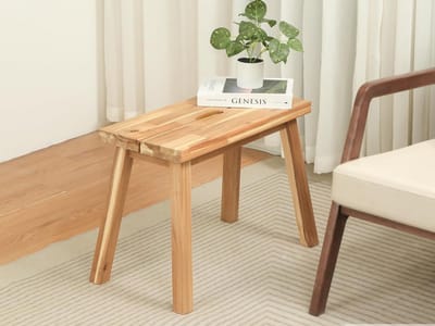 Houten bankje - Kleine bijzettafel - Planten decoreren - 100% acaciahout - 26 inch hoogte - Natuurlijk