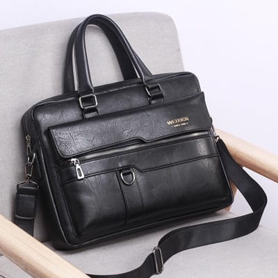 WEIXIER Zakelijke schoudertas Heren Messenger Bag Vintage PU lederen crossbody tas voor herenmode Casual herenhandtassen Aktetas One size