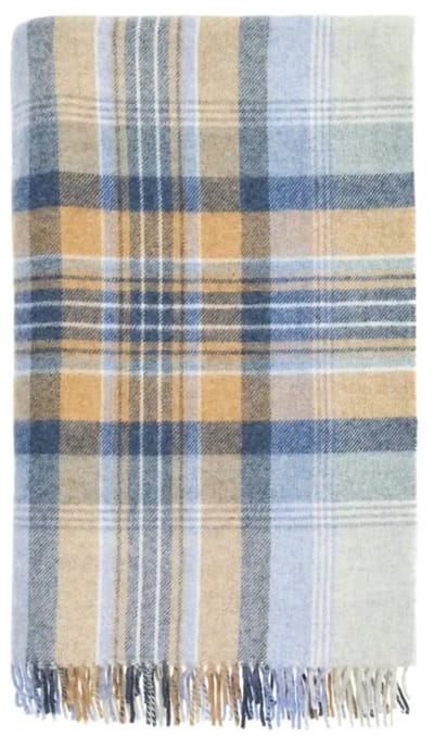 Plaid Kintyre Blauw - Shetland Lamswol - 140x185 - Bronte by Moon Scotland