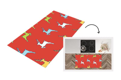 Keukenloper - Loper keuken - Patroon - Hert - Rood - 120x60 cm - Keukenloper vinyl