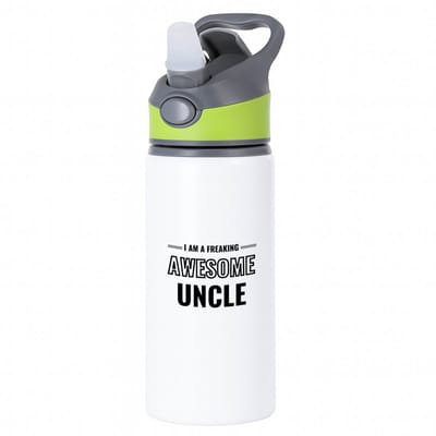 Hacebo® - I am a freaking awesome uncle waterfles met rietje groen - Oom - de meest geweldigste oom - verjaardagscadeau - verjaardag - cadeau - cadeautje voor oom - oom artikelen - kado - geschenk - gift - water fles - 650ML