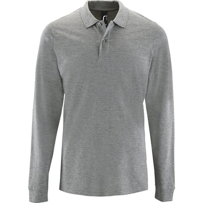 SOLS Heren Perfecte Lange Mouw Pique Polo Shirt (Grijze Mergel)