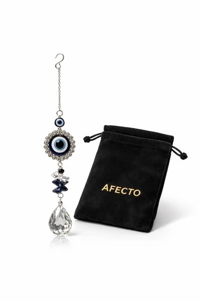 C: Afecto Boze Oog Suncatcher met Kristal – Decoratieve Gelukshanger – Raamdecoratie Blauw