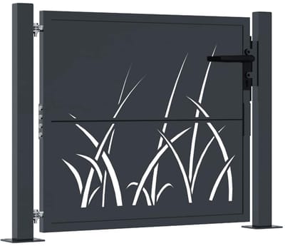 vidaXL - Poort - met - grasontwerp - 100x75 - cm - staal - antracietkleurig