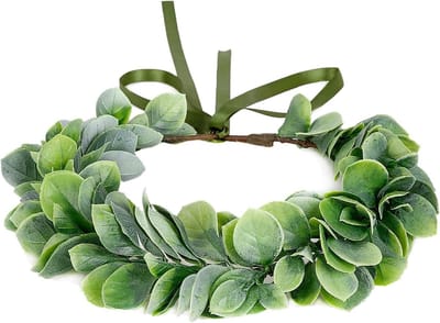 Bruidskroon Eucalyptus - Bloemen haarband hoofdband - Bruiloft fotoshoot - Handgemaakt design - Aanpasbaar lint - Groen
