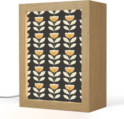 Tafellamp 15x20 cm - LED lamp - Retro - Bloem - Zwart - Okergeel - Decoratieve tafellampen - Dimbaar - Tafellampje slaapkamer - Woonkamer binnen