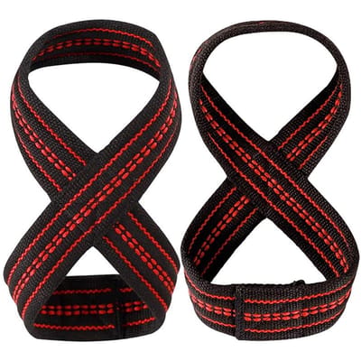 Gewichthefbanden Deadlift Polsband Pull-up Banden Gym Fitness Bodybuilding Apparatuur voor Powerlifting Strongman 1 Paar M rood