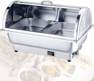 Elektrische Warmhoudbak - Buffet Server - Feestelijk Serveren - Instelbare Temperatuur - 9L Volume - Zilver