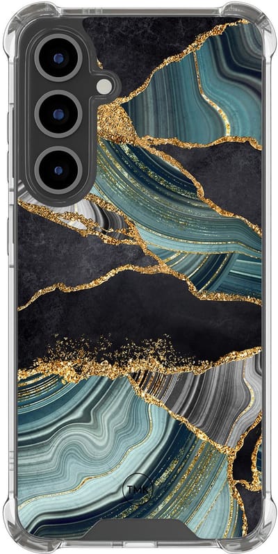 Shockproof hoesje geschikt voor Samsung Galaxy S24 FE - Marble jade stone - Schokbestendig - Verhoogde randen - TPU case - Extra Sterke Back Cover - Marmer - Transparant, Multi