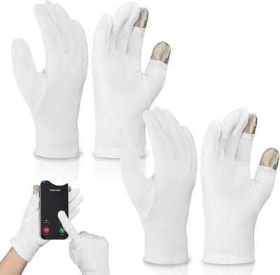 2 Pairs Katoenen Handschoenen - Katoenen Handschoenen met Touch Screen - Witte Handschoenen voor Handcrème Toepassing