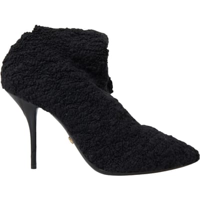 Dolce & Gabbana Zwarte Stiletto Hakken Middenkuit Laarzen