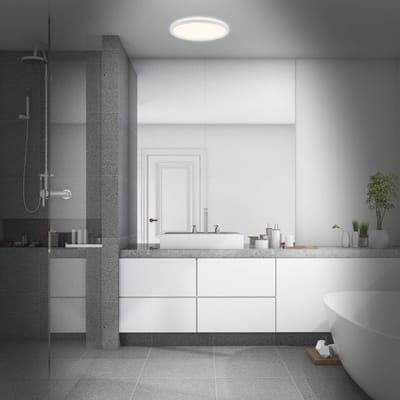 BRILONER - LED Badkamerverlichting - plafondlamp met achtergrondverlichting - plafonniére badkamer - IP44 - Ø42 cm - wit