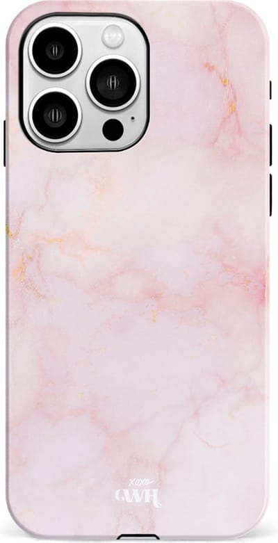 xoxo Wildhearts Marble Dusty Pink - Single Layer - Hardcase hoesje geschikt voor iPhone 14 Pro hoesje roze - Roze shockproof case geschikt voor Apple iPhone 14 Pro hoesje marmer - Roze