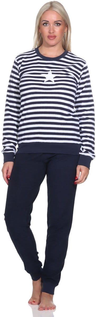Normann dames badstof pyjama Relax 70314 - Blauw - S 36/38