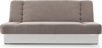 Zitsbank met slaapfunctie en opbergruimter, een bank voor de woonkamer, een slaapbank 192x92x85 cm - CYPRUS - Beige + Wit (Soro 13 + Soft 17)