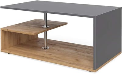 Moderne Salontafel Zand Antraciet met Opbergruimte 91 x 53 cm