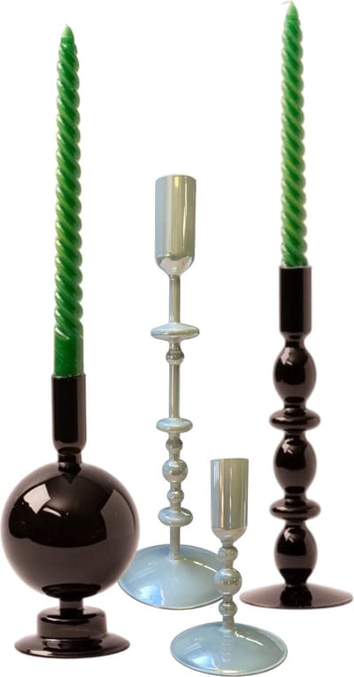 WinQ-Complete set glaskandelaren in Metallic Off White en Zwart-kandelaar